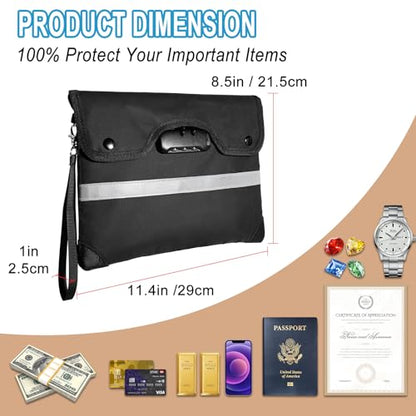 HOMELYLIFE Fireproof Money Bag,A4(15*11.8'') 6200°F Fireproof,Waterproof,Extra Thick Fireproof Cotton Lined for Home/Office Use,Secure Storage for Valuables,ash,Contracts,Jewelry & Important Documents - size: A4 (15*11.8*1in)