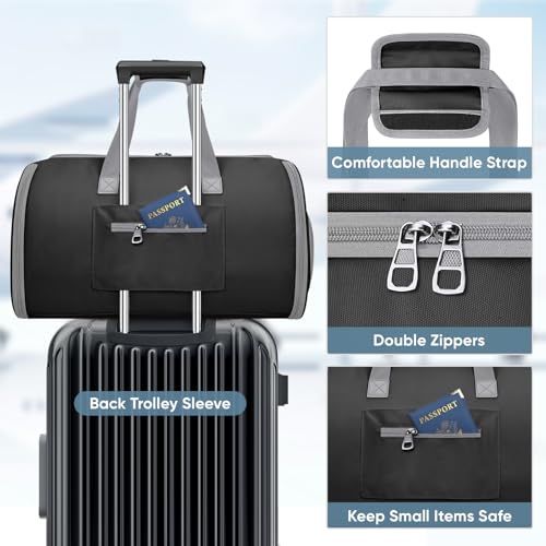 BALEINE Travel Garment Bag, Travel Suit Bag for Men, Water Resistant Carry on Garment Bag for Hanging Clothes, Garment Duffel Bag for Travel Business (Black-Convertible) - color: Black-Convertible