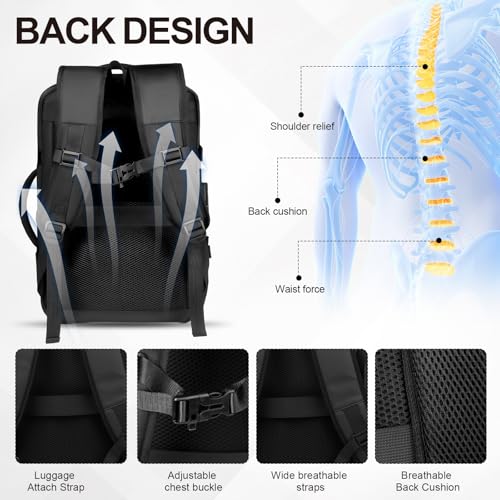 Vacuum Seal Backpack Travel with Pump, Expandable Vacuum Backpack with Air Compression System, Airback Vacpack TSA Lock Water Resistant Carry-On Luggage (Black) - color: Black