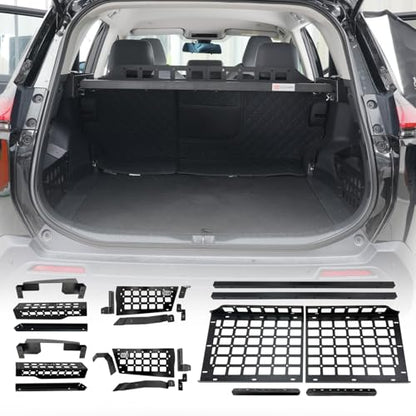 HIGH FLYING for Toyota RAV4 2026 2027 Interior Storage Molle Panel Cargo Shelf Trunk Organizer Luggage Carrier Rack Modular System Aluminum (Shelf+Storage Box) - size: 2026 2027 Shelf+Storage Boxes