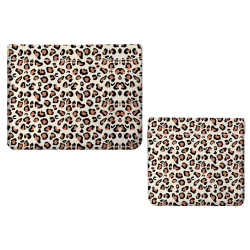 2 PCS PU Leather Small Makeup Bag Set for Purse,No Zipper Self-closing Cosmetic Bag, Portable Coin Purse Lipstick Accessories Organizer Travel Toiletry Storage Pouch for Women,Leopard print - color: Leopard print