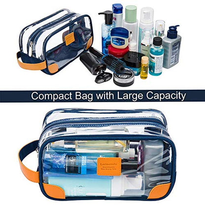 Lermende Toiletry Bag, Clear Shaving Dopp Kit for Men Travel Toiletry Bag with Hand Strap Unisex Bathroom Toiletries Organiser - color: Blue