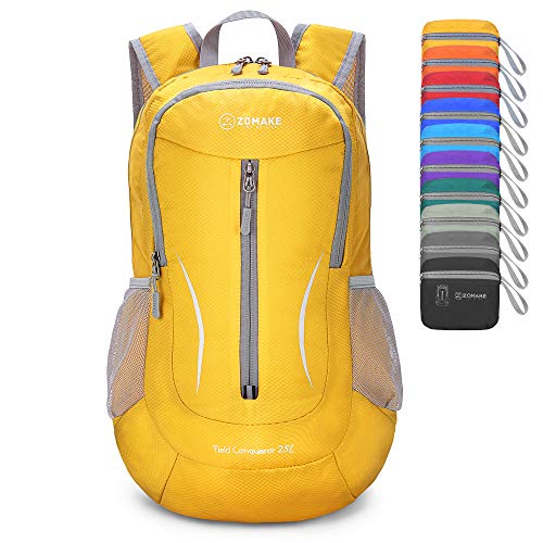 ZOMAKE Ultra Lightweight Packable Backpack 25L, Foldable Hiking Backpacks Water Resistant Small Folding Daypack for Travel(Yellow) - color: Yellow