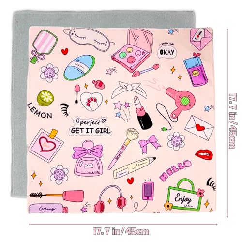 Self-Adhesive Magic Cloth Makeup Bag & Multi-Use Organizer|17.7"x17.7" Portable Travel Cosmetic Bag, Camera Lens Protector, Laptop Sleeve|Beauty Cuties Design Reusable Washable Storage Wrap - size: 17.7''x 17.7", style: Beauty Cuties