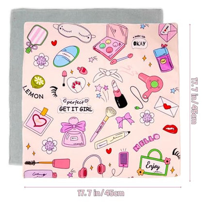 Self-Adhesive Magic Cloth Makeup Bag & Multi-Use Organizer|17.7"x17.7" Portable Travel Cosmetic Bag, Camera Lens Protector, Laptop Sleeve|Beauty Cuties Design Reusable Washable Storage Wrap - size: 17.7''x 17.7", style: Beauty Cuties