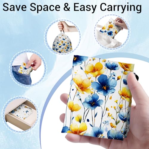 Flowers Small Gymnastics Grip Bag Butterfly Lightweight Travel Drawstring Bag - color: Blue Yellow Flowers, size: 12"(H)*9.25"(W)