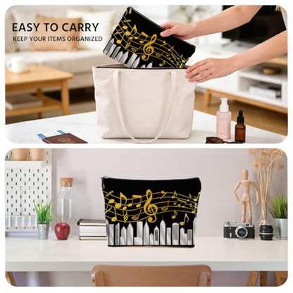 JIUWEIHU Piano Keys Makeup Bag, Musical Cosmetic Bags Travel Organizer Bag Zipper Pouch, Christmas Birthday Gifts for Pianist Music Lover Women Friend Colleague Sister Musicians - color: Multicolor 0064