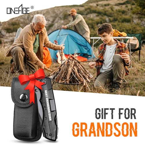 Grandson Gifts from Grandma, Multitool Knife, Grandson Gifts, Grandsons Christmas Practical Gift, Gift for Camping, Hiking, Fishing, 20 in 1 Multitool - style: GRANDSON GIFTS