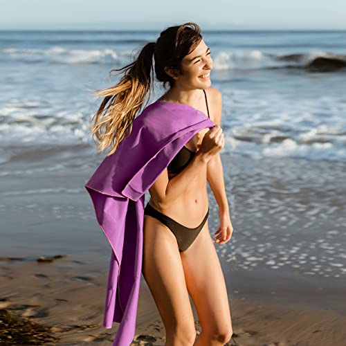 Hero Microfiber Towel, Camping, Beach, Gym, Includes Bonus Washcloth (Magenta, 24" x 48") - color: Magenta, size: 24" x 48"