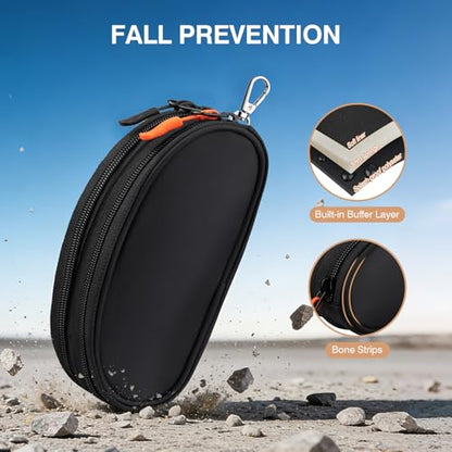Marvolia Double Glasses Case Large Soft Eyeglass Case for Women Men Portable Zipper Sunglasses Pouch with Keychain Clip - color: Black