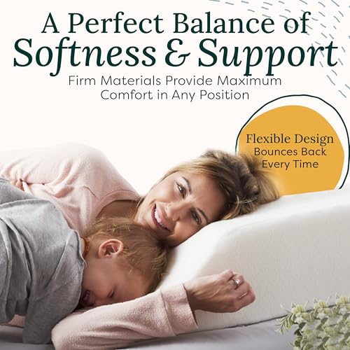 Leg Elevation Pillow for Sleeping - Supportive Bed Memory Foam Wedge Pillow for After Surgery, Circulation, Swelling, Foot & Knee Discomfort (Medium)