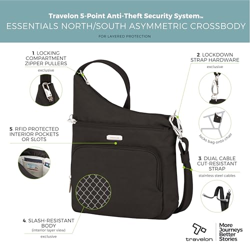Travelon: Essentials - Anti-Theft - North/South Crossbody Bag - color: Black