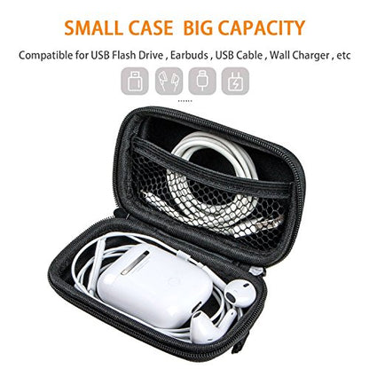 Small Hard EVA Case (4.3" x 2.5")- Portable Protection Earbud Case Zipper Pouch for Headset, Earphone, Flash Drive, Charging Cable, Key - Mesh Inner Pocket Durable Exterior Universal Carrying Bag - color: Black