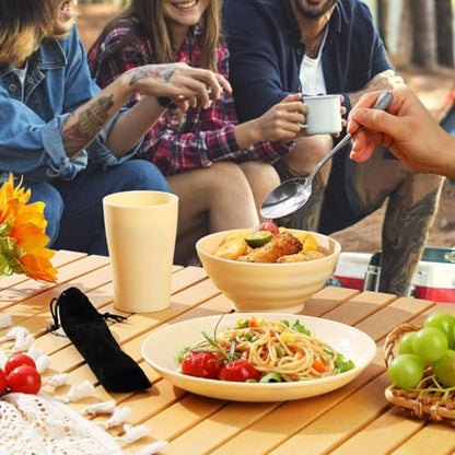 Kyraton Camping Utensils - Travel & Picnic Mess Kit, Silverware Set Includes Knife, Spoon, Fork, Cup, Bowl, Plate - Camping Essentials for 2 - color: B. 2 Person