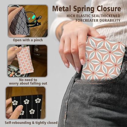 Eyeglasses Sunglasses Case PU Soft Squeeze Top Glasses Pouch for Women Men,Floral Pattern Portable Anti Scratch - color: Pink and Black