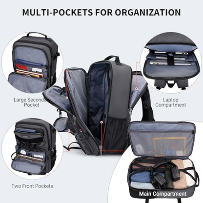 WITZMAN Carry On Travel Backpack for Men Large Convertible 45L Fit 17 Inch Laptop Backpack 3 in 1 Bag for Airline Approved(B688 Silvery Grey) - color: Silvery Grey