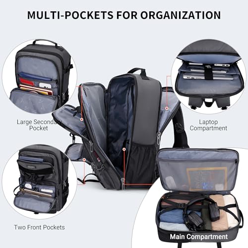 WITZMAN Carry On Travel Backpack for Men Large Convertible 45L Fit 17 Inch Laptop Backpack 3 in 1 Bag for Airline Approved(B688 Silvery Grey) - color: Silvery Grey