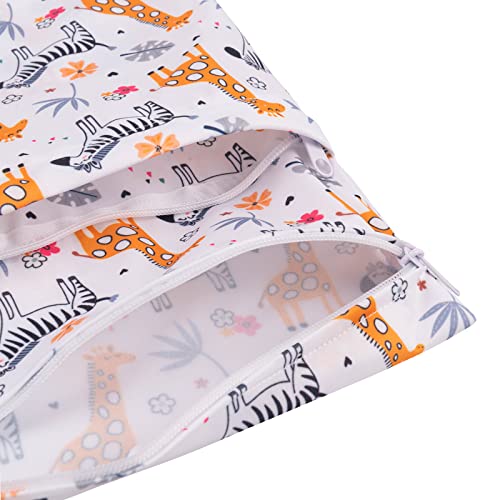 babygoal Wet Dry Bags for Baby Cloth Diapers, Washable Travel Bags, Beach, Pool, Gym Bag for Swimsuits & Wet Clothes with Two Zippered Pockets 3 Pack, 3LN25 - color: Giraff and bear