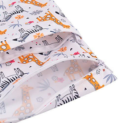 babygoal Wet Dry Bags for Baby Cloth Diapers, Washable Travel Bags, Beach, Pool, Gym Bag for Swimsuits & Wet Clothes with Two Zippered Pockets 3 Pack, 3LN25 - color: Giraff and bear