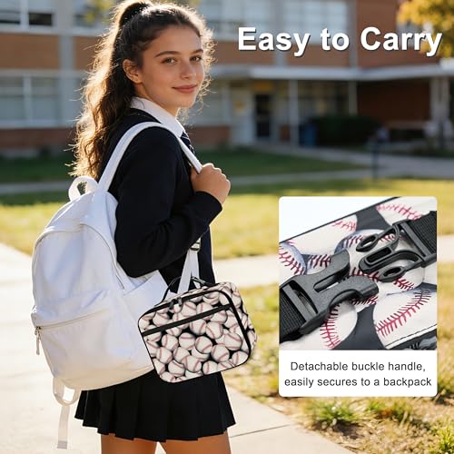 Baseball Lunch Bag Insulated Reusable Lunch Box Cooler Thermal Tote Bag For Teenage Boys Girls School Beach - color: Baseball