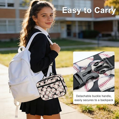 Baseball Lunch Bag Insulated Reusable Lunch Box Cooler Thermal Tote Bag For Teenage Boys Girls School Beach - color: Baseball