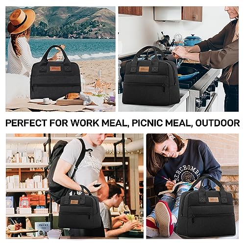 HOMESPON Insulated Lunch Bag for Women Men Lunch Box Cooler Lunch Tote for Work Picnic (Black) - color: Black