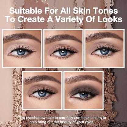 Matte Eyeshadow Palette, Cool Taupe Grey Brown Eye Shadow, Ash Brown Charcoal Eyeshadow, Soft Blendable Smokey Makeup, Long Lasting Waterproof Eyeshadow for Daily Office Smokey Look, Sombra de Ojos 06 - color: B06