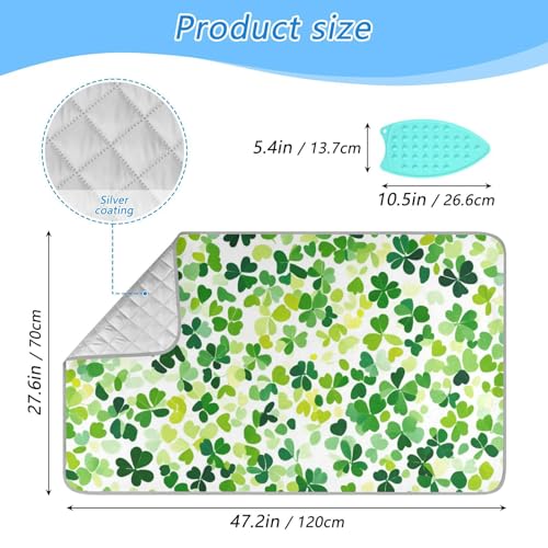 Bright Green Clover St. Patrick Ironing Mat for Table top Portable Ironing Pad Blanket for Washer Dryer Countertop Travel - color: Bright Green Clover St. Patrick