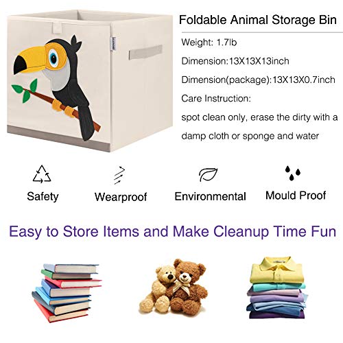 Foldable Animal Cube Storage Bins Fabric Toy Box/Chest/Organizer for Kids Nursery, 13 inch (Toucan) - color: Toucan