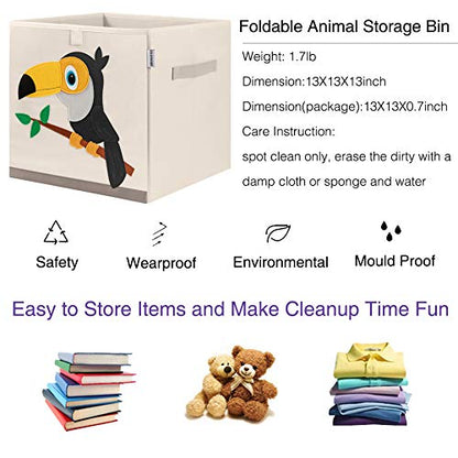 Foldable Animal Cube Storage Bins Fabric Toy Box/Chest/Organizer for Kids Nursery, 13 inch (Toucan) - color: Toucan