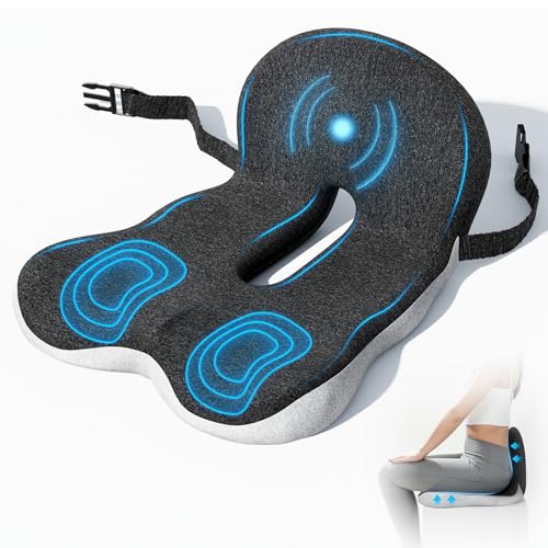 Seat Cushion, Seat Cushions for Office Chair, Ergonomic Coccyx Cushion, Breathable Non-Slip Memory Foam Pad for Long Sitting, Gaming Chair & Car Seat - color: Dark + Light Gray