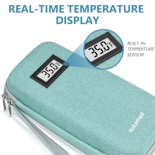 suzamed Insulin Cooler Travel Case,EVA Insulation Travel Medicine Kit with Temperature Display for Diabetes Care,Insulin Pen and Other Diabetic Supplies (Green-Temp) - color: Green