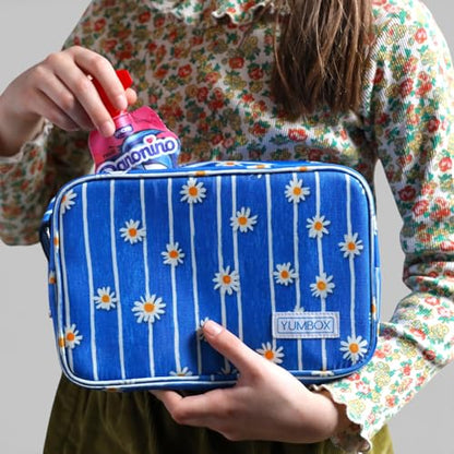 Yumbox Chill Snack Bags with 2 Removable Gel Ice Packs, Flexible Cooling, Insulated Lunch Bag, Wipe Clean fabric, Lined, Zipper Closure, Buckle Strap, Daisy Print - color: Daisies