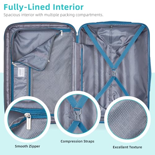 LARVENDER Carry on Luggage 22x14x9 Airline Approved Hardshell Suitcase with Wheels TSA Lock, PC+ABS Lightweight Suitcase Set for Women with Travel Backpack, Ocean Breeze, 3 Piece Set - color: Ocean Breeze-20BP, size: 3 Piece Set (Backpack/TB/20)