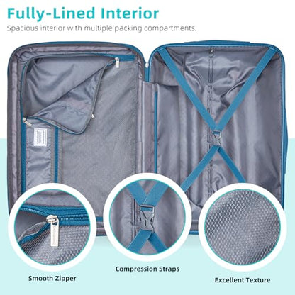 LARVENDER Carry on Luggage 22x14x9 Airline Approved Hardshell Suitcase with Wheels TSA Lock, PC+ABS Lightweight Suitcase Set for Women with Travel Backpack, Ocean Breeze, 3 Piece Set - color: Ocean Breeze-20BP, size: 3 Piece Set (Backpack/TB/20)