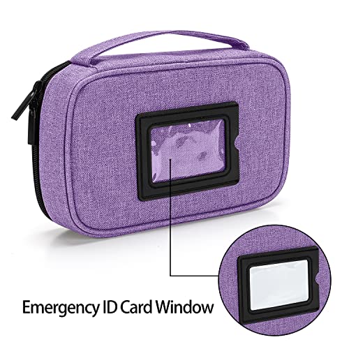 CURMIO Diabetic Supplies Bag for Glucose Meter, Medication and Other Diabetes Care Supplies, Diabetes Travel Organizer Case with Detachable Pouches, Purple (Bag Only) - color: Purple