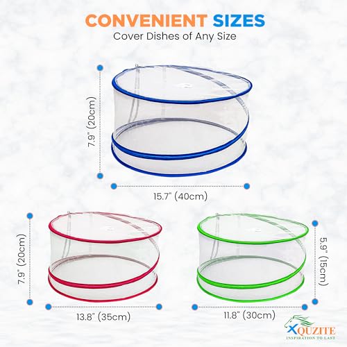 Pop Up Mesh Food Covers - Collapsible Pop Up Food Cover Set for Camping, Picnic and Outdoors - Complete with Plastic Food Cover Wraps