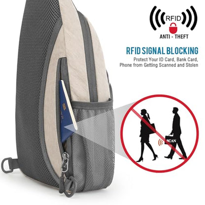 G4Free RFID Sling Bag Crossbody Backpack Small Chest Shoulder Bag Hiking Outdoor - color: Ivovy