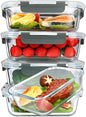 M MCIRCO [5-Packs, 36 Oz Glass Meal Prep Containers with Snap Locking Lids Glass Food Containers,Airtight Lunch Container,Microwave, Oven, Freezer and Dishwasher (4.5 Cup) - color: Gray