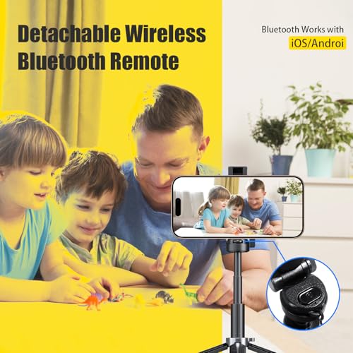4-in-1 Magnetic Selfie Stick Tripod – 360° Rotation, Bluetooth Remote, Compact Travel Vlog Phone Holder for iPhone - color: Yellow / T20-C