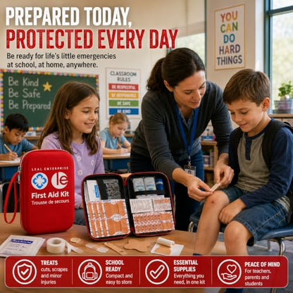 First Aid Kit 301 Piece - Fully Stocked Survival Emergency Kit for Home, Car, Camping, Workplace, Outdoor Travel & Family Preparedness