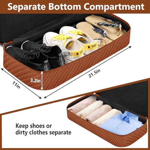 ITIEZY Weekender Overnight Bag for Women - Large Travel Duffel Bag with Shoe Compartment, Gym Duffel Bag Hospital Bag Carry On Tote Bags for Airplanes with Crossbody Bag Toiletry Bag 3Pcs Set - color: 9a-Black brown