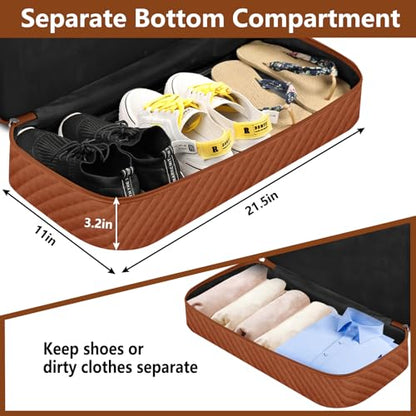 ITIEZY Weekender Overnight Bag for Women - Large Travel Duffel Bag with Shoe Compartment, Gym Duffel Bag Hospital Bag Carry On Tote Bags for Airplanes with Crossbody Bag Toiletry Bag 3Pcs Set - color: 9a-Black brown