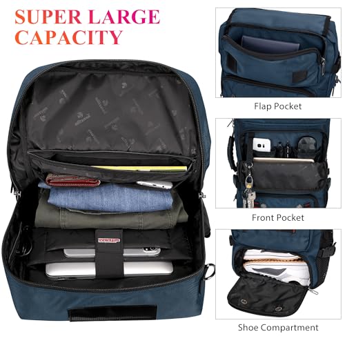 WITZMAN Carry on Travel Backpack for Men Women Airline Approved Convertible Nylon Duffle Backpack Luggage Bag (B682 Blue) - color: 04.blue