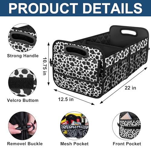 Deosk Trunk Organziers and Storage with Reinforced Handles,Car Accessories for Women/Men 50L Waterproof Polyester Trunk Organzier for Car/SUV/Minivan/Truck(Medium, Cow print) - color: Cow print, size: Medium