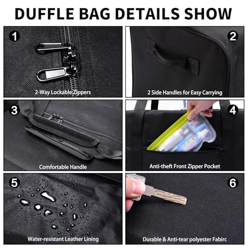 Urbanstand 52 Inch Extra Large Duffle Bag for Travel, 190L Sports Gear Storage Bag with 2-way Lockable Zippers, Long Duffel Bag for Tent Camping Moving tripod (Black) - color: Black, size: 52inch