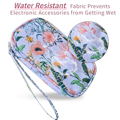 Electronics Organizer Travel Case, Cable Organizer Travel Essentials Tech Pouch,Suitable for Charger, Cable, Phone，Flash Drive,White Flower - color: White Flower
