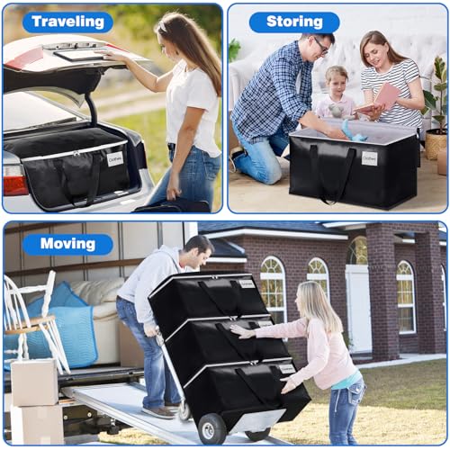StorageRight Large Moving Bags Heavy Duty Storage Totes for Storage,Packing & Moving Collapsible Moving Supplies with Large Capacity, Reinforced Zippers and Handles, 88L, 8 Packs - size: 88L