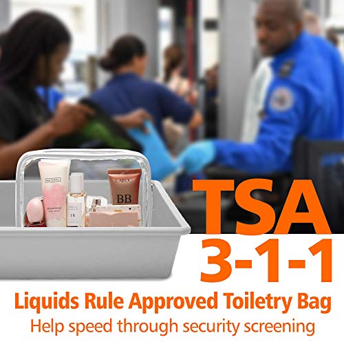 PACKISM Clear Makeup Bag, Waterproof TSA Approved Toiletry Bag Quart Size Bag, Clear Makeup Bags with Zipper Travel Cosmetic Bag, Carry on Airport Airline Compliant Bag, 3 Pack, Grey - color: Grey, size: Medium Set (Standard)