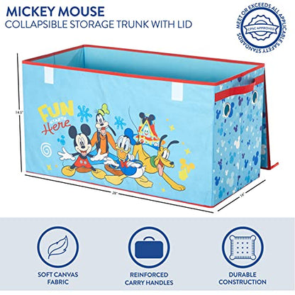 Idea Nuova Disney Mickey Mouse Collapsible Children’s Toy Storage Trunk, Durable with Soft Lid, 28.5"x 14.5"x16" - color: Mickey Mouse